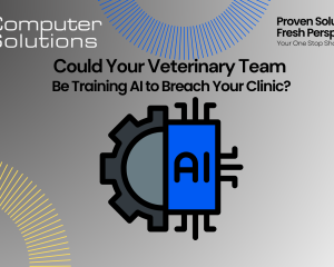 Title image. It includes the Computer Solutions logo, contact info, and tagline, along with the title of the article and an image of a gear and AI.