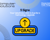 Title image. This includes the Computer Solutions logo, contact information, and tagline: "Your one-stop-shop for veterinary IT". It also contains a large button with the word "Upgrade" in the center.