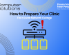 Title image for blog post about a vet practice outage plan. This includes a symbol for a local network that is having issues. It also includes the Computer Solutions logo, tagline, and contact information.