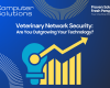 Veterinary network security article title image. This includes a graphic of a lightbulb and a graph trending upwards.
